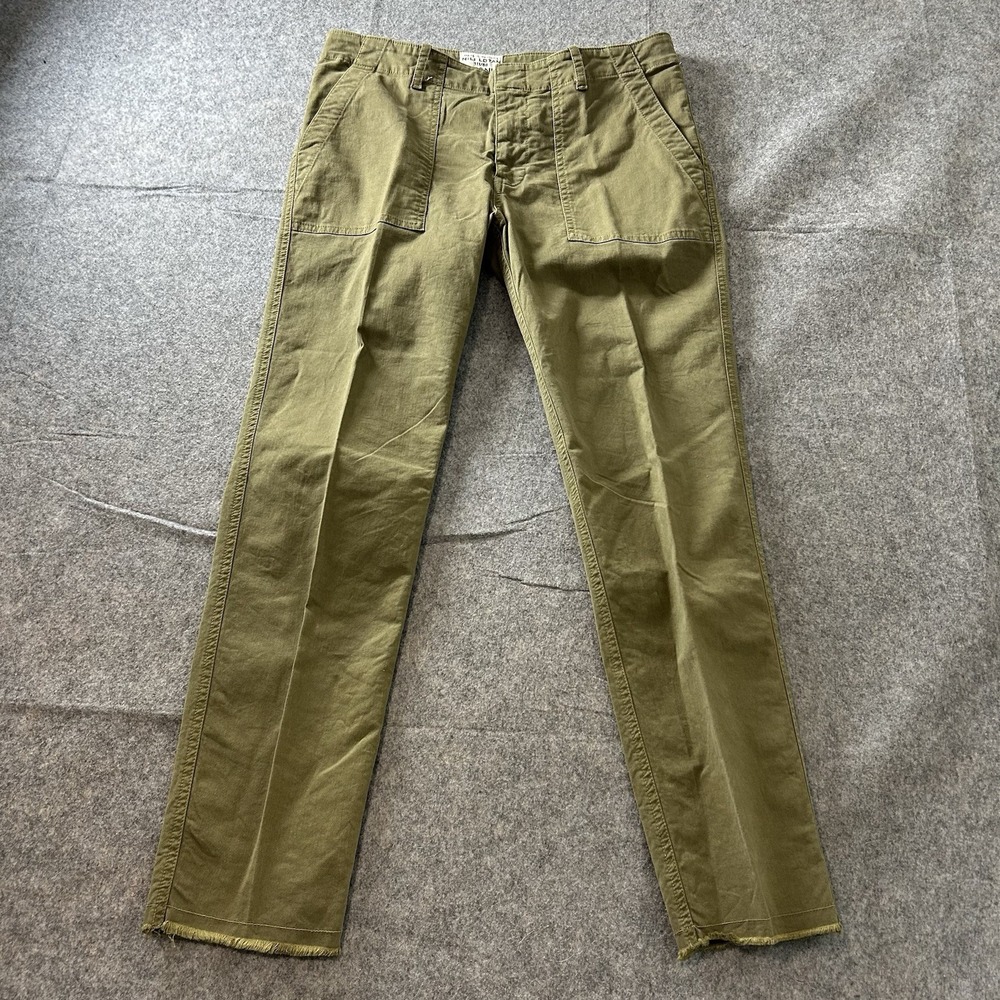 Nili Lotan Pants Womens 6 Olive Green Twill Utility Trouser Straight Leg Pockets